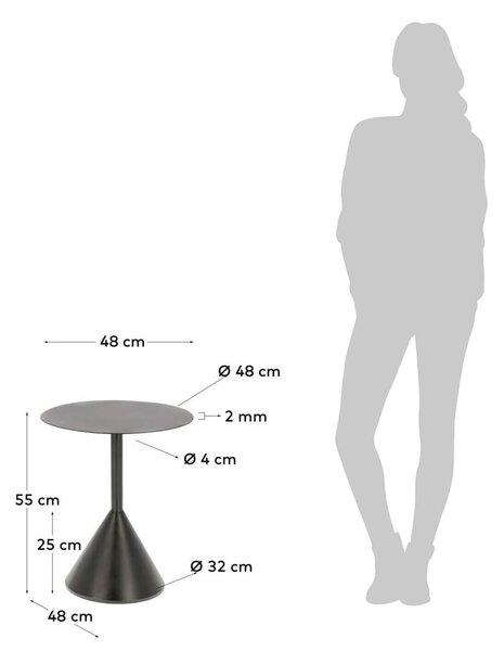 MUZZA Odkladací stolík naniy Ø 48 cm čierny