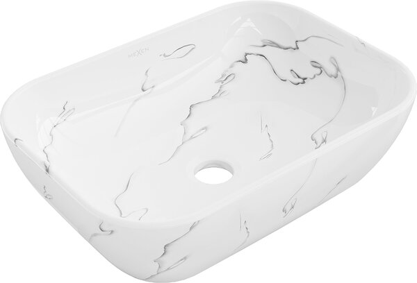 Mexen Rita, umývadlo na dosku 455x325x135 mm, biela-imitácia bieleho kameňa, 21084583
