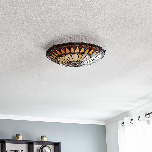 Stropné Lampa Elstead, West End, stmievateľné, Viacfarebná, Obývacia izba, Kov, Tiffany