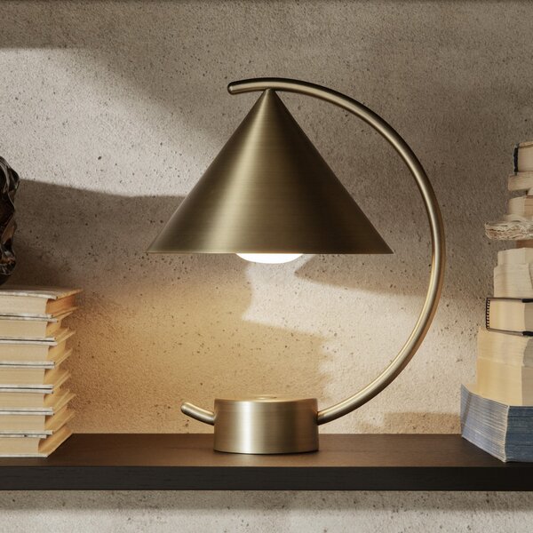 Stolové Lampa ferm LIVING, Meridian, stmievateľné, Zlatá / Mosadz, Obývacia izba, Kov, Dizajnový