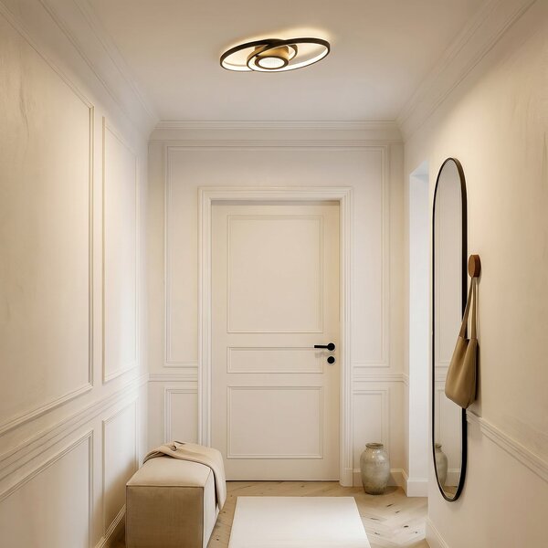 Stropné Lampa Lindby, Thalina, stmievateľné, Čierna, Obývacia izba, Kov, Moderný