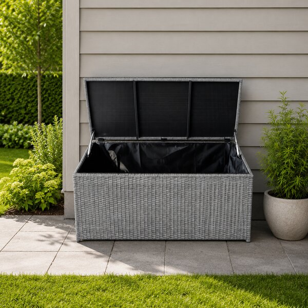 Ratanový záhradný úložný box BestBerg BBRF-B1G / 115 × 55 × 57 cm / sivá