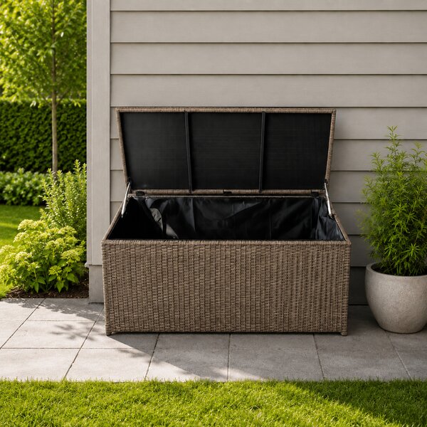Ratanový záhradný úložný box BestBerg BBRF-B1BN / 115 × 55 × 57 cm / hnedá