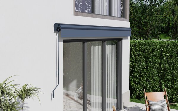 Elektrická markíza s LED osvetlením BestBerg BBSU-EL395CG / 395 × 300 cm / sivá