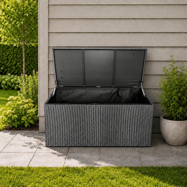 Ratanový záhradný úložný box BestBerg BBRF-B1B / 115 × 55 × 57 cm / čierna