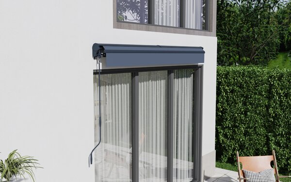 Elektrická markíza s LED osvetlením BestBerg BBSU-EL295CG / 295 × 250 cm / sivá