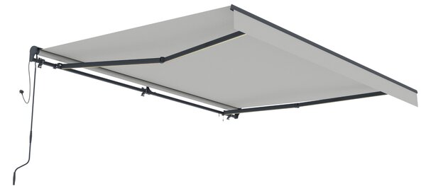 Elektrická markíza s LED osvetlením BestBerg BBSU-EL395LG / 395 × 300 cm / svetlo sivá