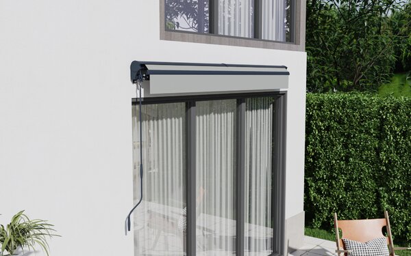 Elektrická markíza s LED osvetlením BestBerg BBSU-EL295LG / 295 × 250 cm / svetlo sivá