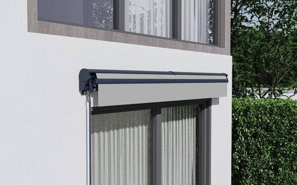 Elektrická markíza s LED osvetlením BestBerg BBSU-EL250LG / 250 × 200 cm / svetlo sivá