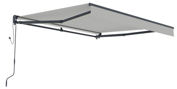 Elektrická markíza s LED osvetlením BestBerg BBSU-EL295LG / 295 × 250 cm / svetlo sivá