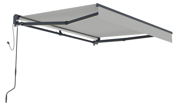 Elektrická markíza s LED osvetlením BestBerg BBSU-EL250LG / 250 × 200 cm / svetlo sivá