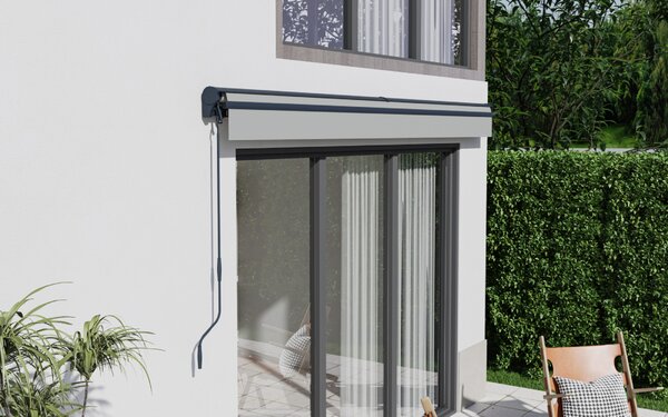 Elektrická markíza s LED osvetlením BestBerg BBSU-EL395LG / 395 × 300 cm / svetlo sivá