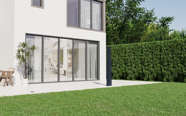 Dvojitá zaťahovacia markíza/bočná zástena BestBerg BBSU-2S300CG / 180 x 600 cm / sivá