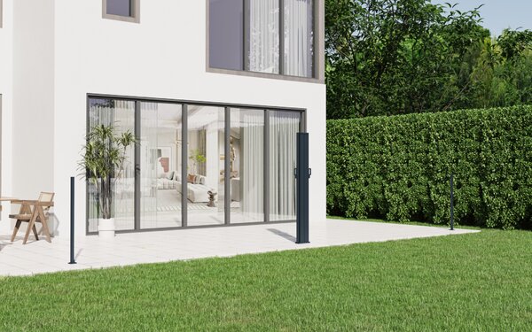 Dvojitá zaťahovacia markíza/bočná zástena BestBerg BBSU-2S300CG / 180 x 600 cm / sivá
