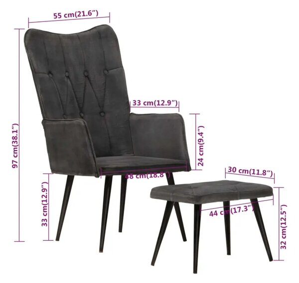 Kreslo s taburetom BestBerg 339670 / čierna
