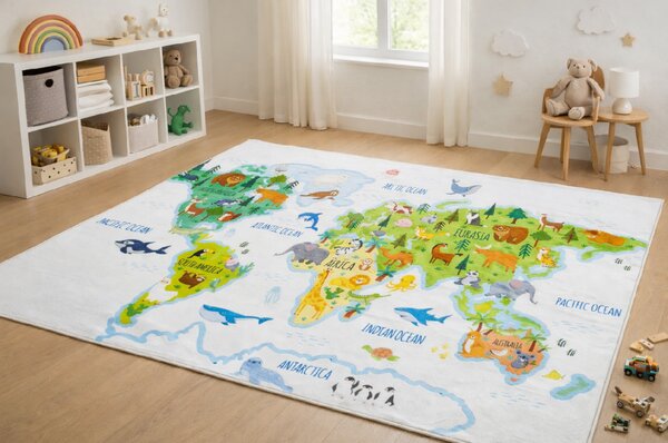 Detský koberec 250321N KIDS obdĺžnikový – mäkký polyester Rozmer: 180x250 cm
