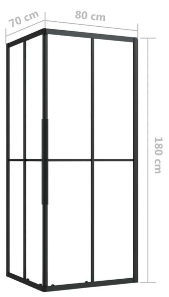 Sprchová zástena BestBerg 150773 / 80 × 70 × 180 cm / čierna/transparentná
