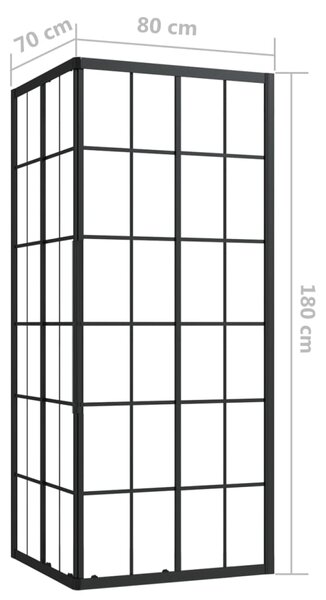 Sprchová zástena BestBerg 150769 / 80 × 70 × 180 cm / čierna/transparentná
