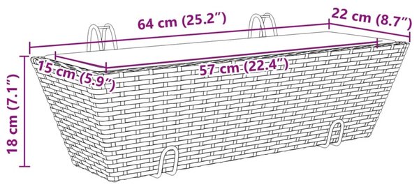 Závesný kvetináč BestBerg 366401 / 64 × 22 × 18 cm / 2 ks / čierna