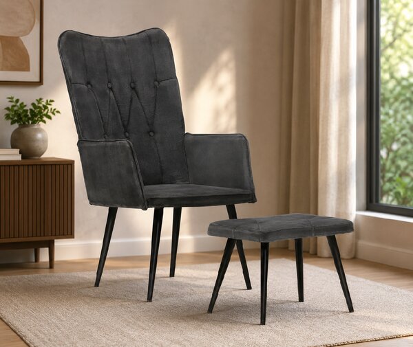 Kreslo s taburetom BestBerg 339670 / čierna