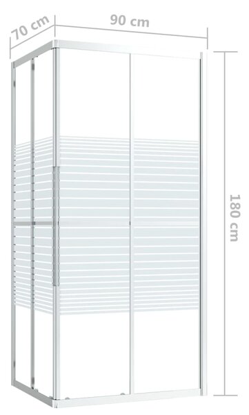 Sprchová zástena BestBerg 150763 / 90 × 70 × 180 cm / strieborná/transparentná