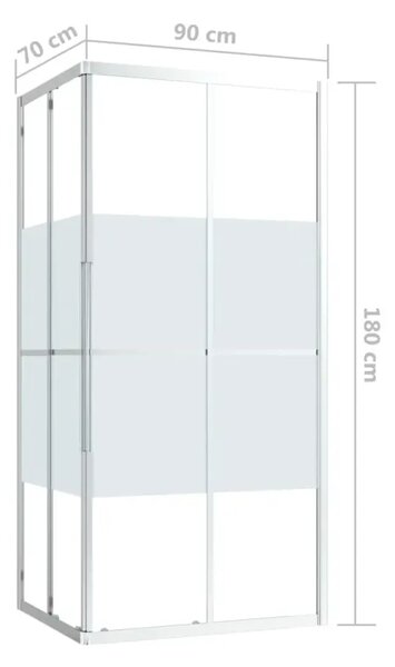 Sprchová zástena BestBerg 150767 / 90 × 70 × 180 cm / strieborná/transparentná