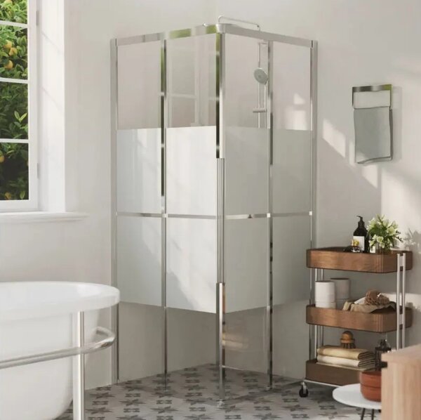 Sprchová zástena BestBerg 150766 / 80 × 80 × 180 cm / strieborná/transparentná