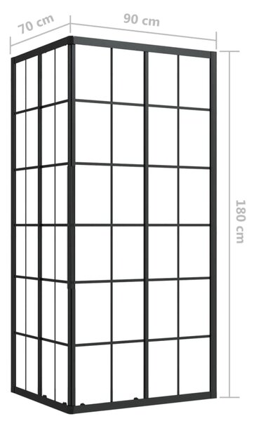 Sprchová zástena BestBerg 150771 / 90 × 70 × 180 cm / čierna/transparentná