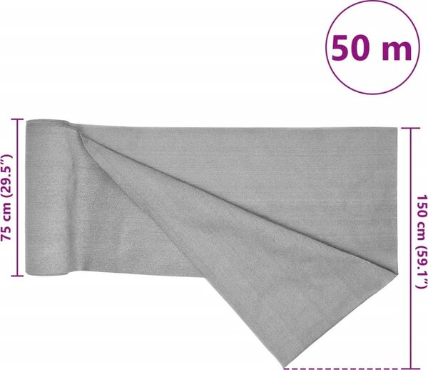 Tieniaca sieť BestBerg 4003805 / 1,5 × 50 m / 195 g/m² / svetlosivá