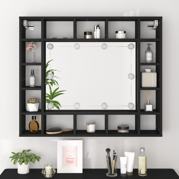 Zrkadlová skrinka s LED osvetlením BestBerg 833496 / 91 x 76,5 x 15 cm / čierna