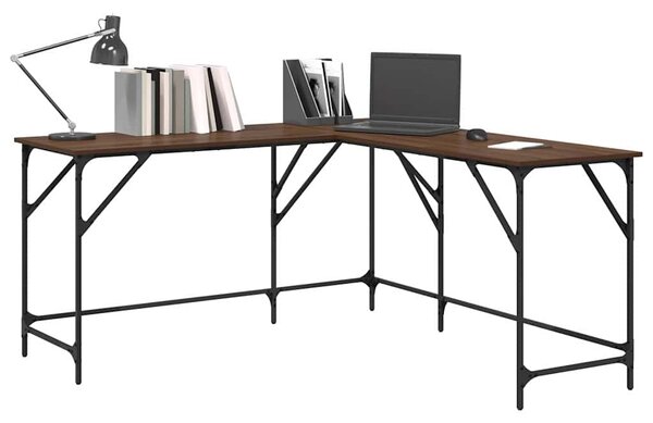 Rohový písací stôl BestBerg 837586 / 149 x 149 x 75 cm / hnedý dub