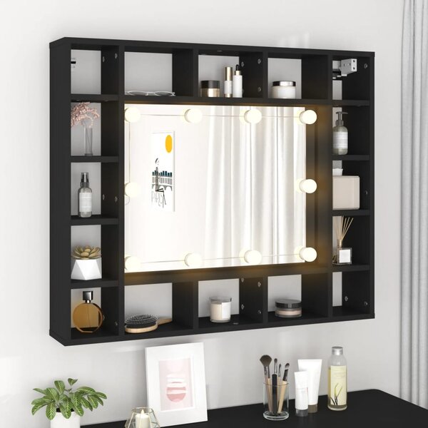Zrkadlová skrinka s LED osvetlením BestBerg 833496 / 91 x 76,5 x 15 cm / čierna