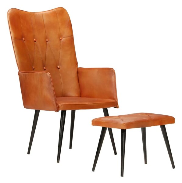 Kožené kreslo s taburetom BestBerg 339663 / hnedá