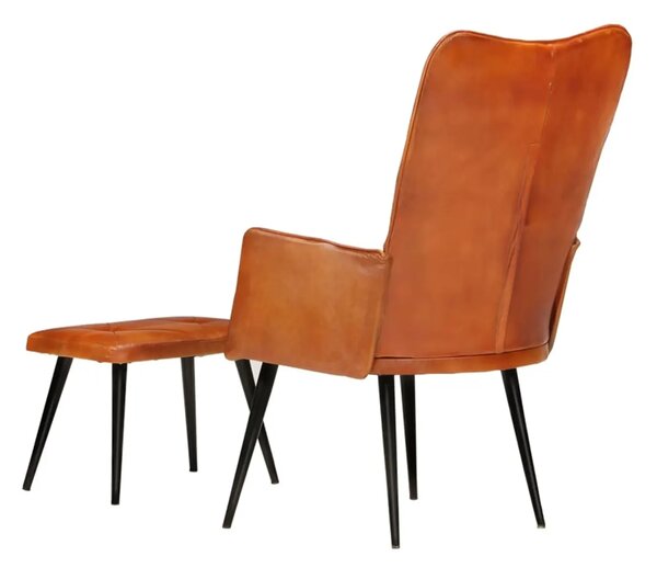 Kožené kreslo s taburetom BestBerg 339663 / hnedá