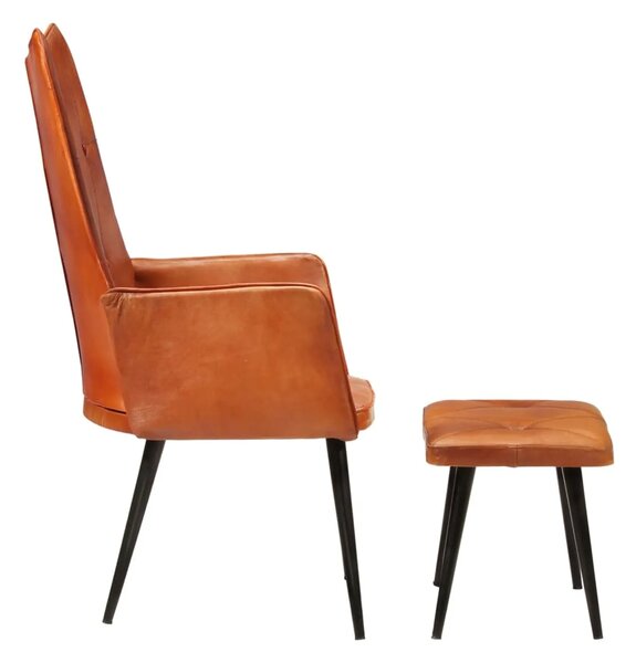 Kožené kreslo s taburetom BestBerg 339663 / hnedá