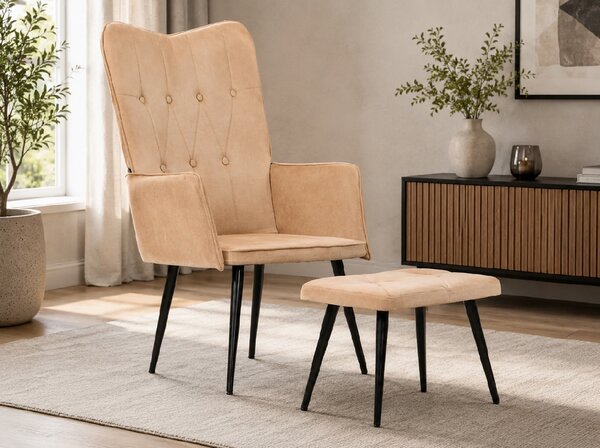 Kreslo s taburetom BestBerg 339667 / krémová