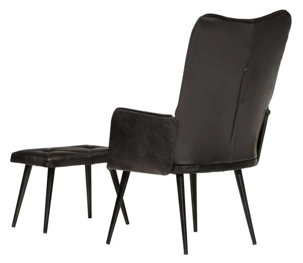 Kožené kreslo s taburetom BestBerg 339666 / čierna
