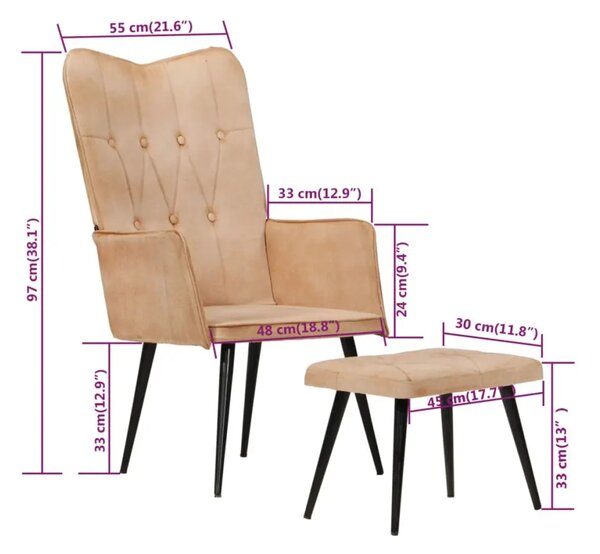 Kreslo s taburetom BestBerg 339667 / krémová