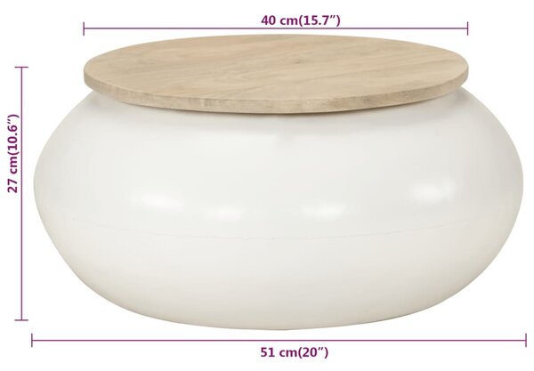 Konferenčný stolík BestBerg 352052 / 51 x 51 x 27 cm / biela/drevo