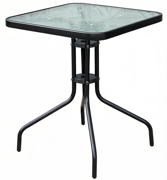 Záhradný stôl so sklenenou doskou BestBerg BBGF-GT2 / 60 × 60 × 70 cm / čierna/transparentná