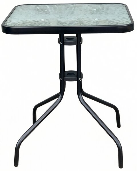Záhradný stôl so sklenenou doskou BestBerg BBGF-GT2 / 60 × 60 × 70 cm / čierna/transparentná