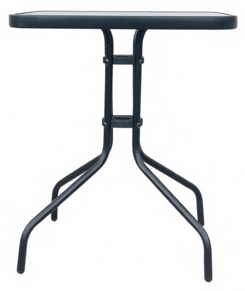 Záhradný stôl so sklenenou doskou BestBerg BBGF-GT2 / 60 × 60 × 70 cm / čierna/transparentná