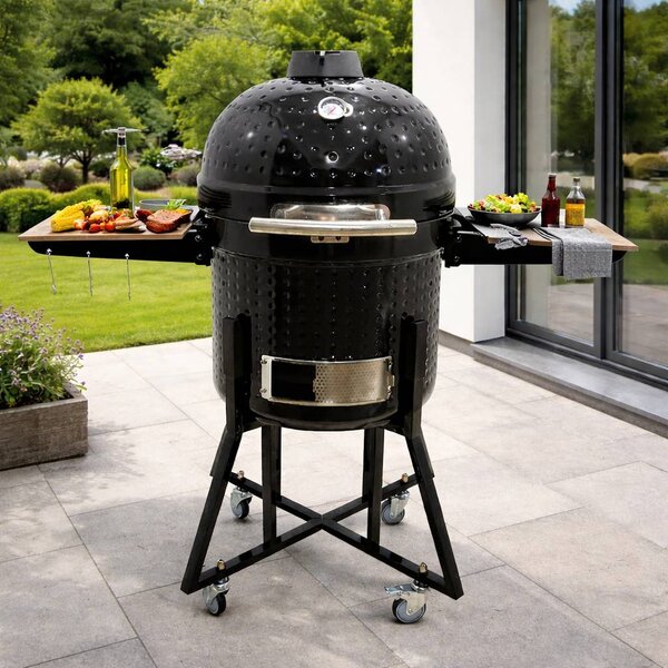 Kamado údiaci BBQ gril BestBerg BBBQ-10B / Ø 46 cm / čierna
