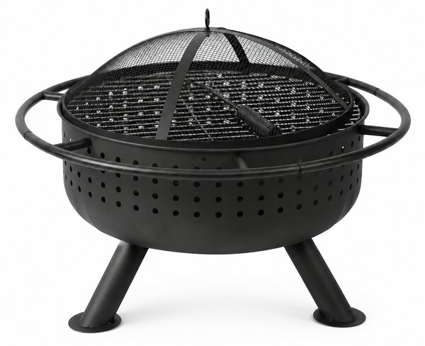 Záhradné ohnisko s roštom a kutáčom BestBerg BBFP-F10 / Ø 51 cm / oceľ / čierna
