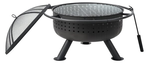 Záhradné ohnisko s roštom a kutáčom BestBerg BBFP-F10 / Ø 51 cm / oceľ / čierna