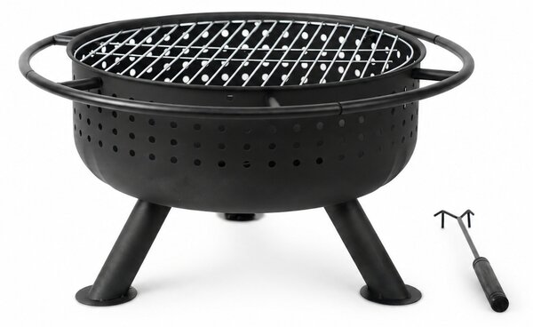 Záhradné ohnisko s roštom a kutáčom BestBerg BBFP-F10 / Ø 51 cm / oceľ / čierna