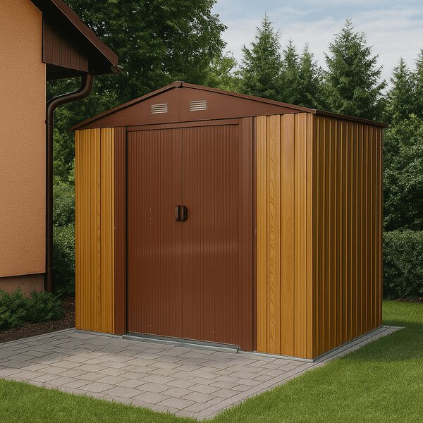Záhradný domček BestBerg ZDB-4D / 4,1 m² / 236 x 174 x 206 cm / dekor červené drevo / hnedá