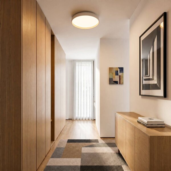 Lindby Stropné LED svetlo Jovian, biele, Ø 40 cm, stmievateľné, Biela / opálová, Obývacia izba / jedáleň, Plast, Moderný, Závesné svietidlo