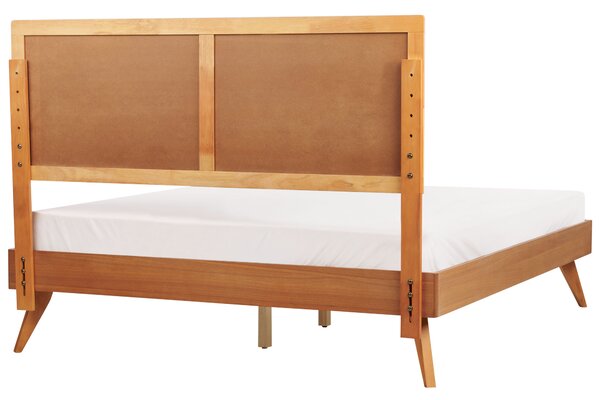 Posteľ prírodný jaseň MDF 160 x 200 cm lamelový rošt s čelom rustikálny štýl spálňa