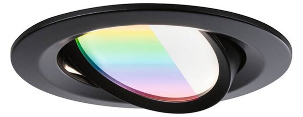 Paulmann LED zapustená svietidlo Nova Coin Smart čierna RGBW, sada 3 ks, 8,4 cm, Čierna, Obývacia izba / jedáleň, Hliník, Moderný, Zapustené okrúhle